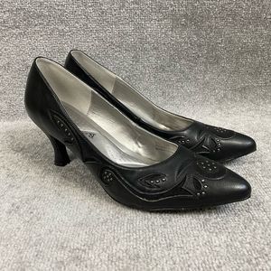 Vintage Bellini Cici Black Leather Pump Heels Pointed Toe Women’s 12 wide